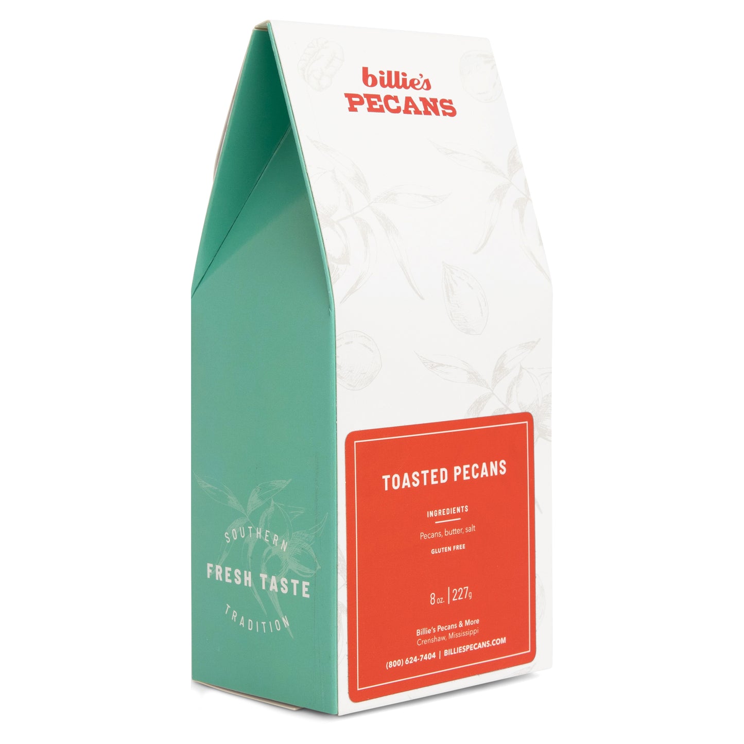 Billies Pecans 8oz Toasted Pecans in package - back