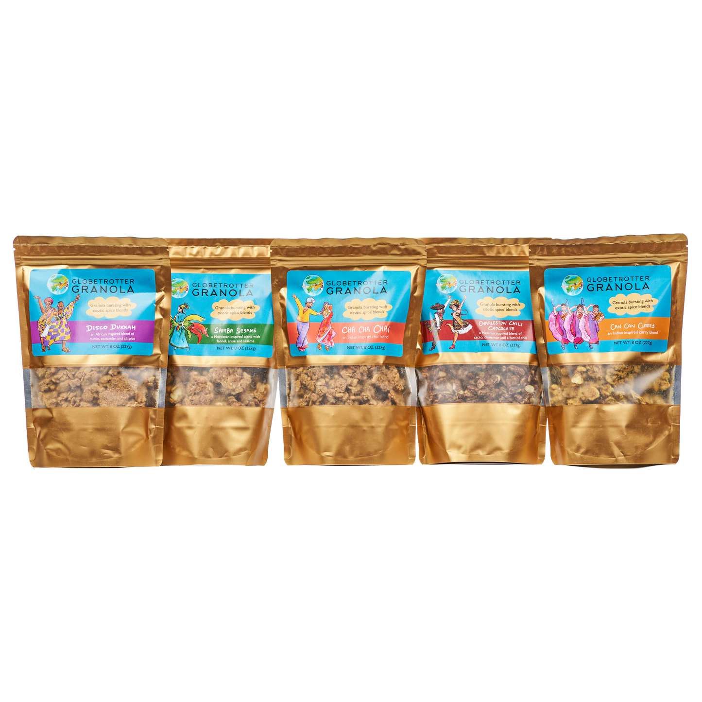 Globetrotter Granola Crunch the World Five Bag Bundle Granola Bags