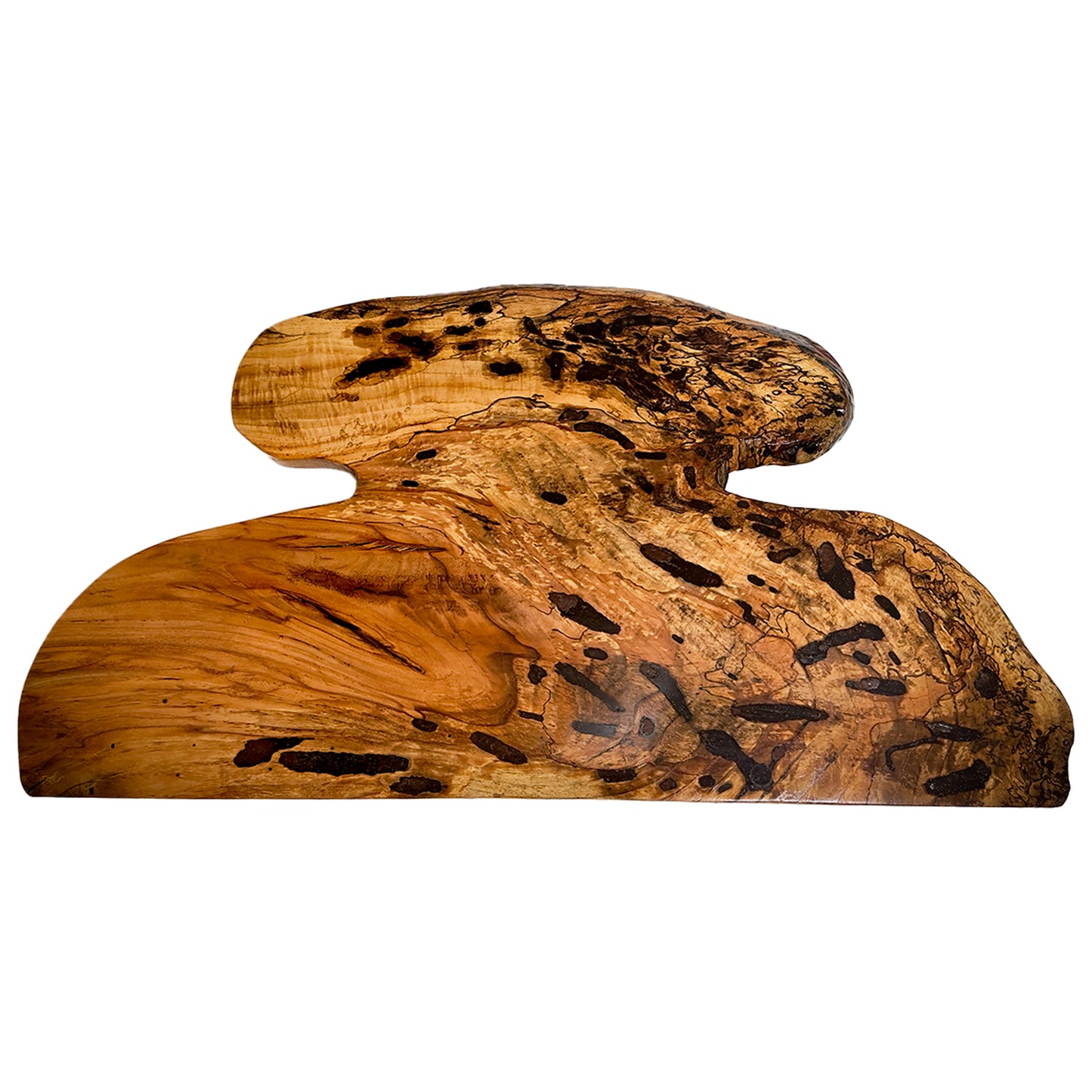 17 inch by 31 inch Pecan wood cutting board with a natural finish on a white background