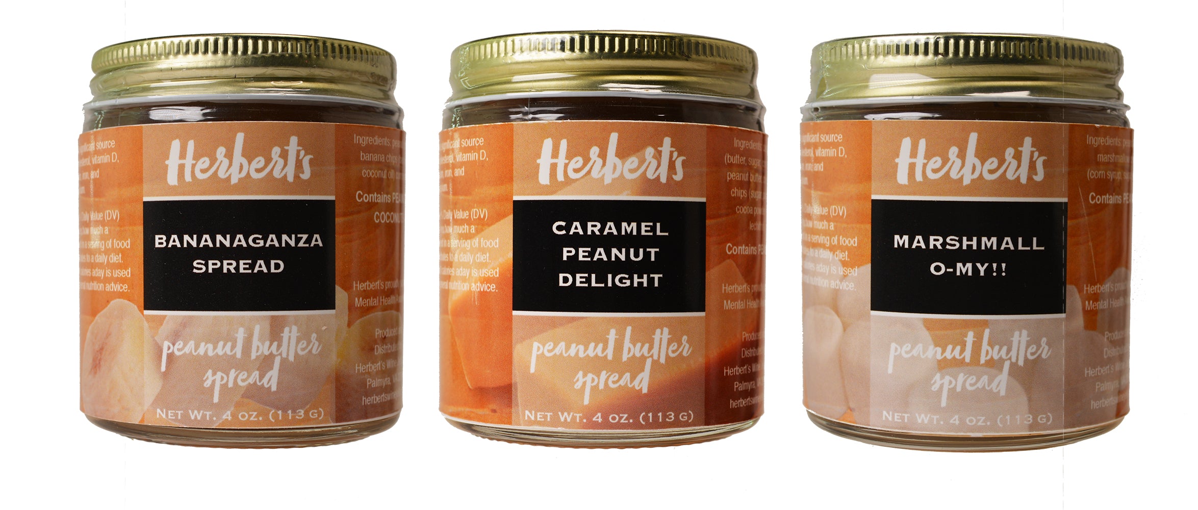 Three-pack of Herbert's Wine Jelly peanut butter flavors