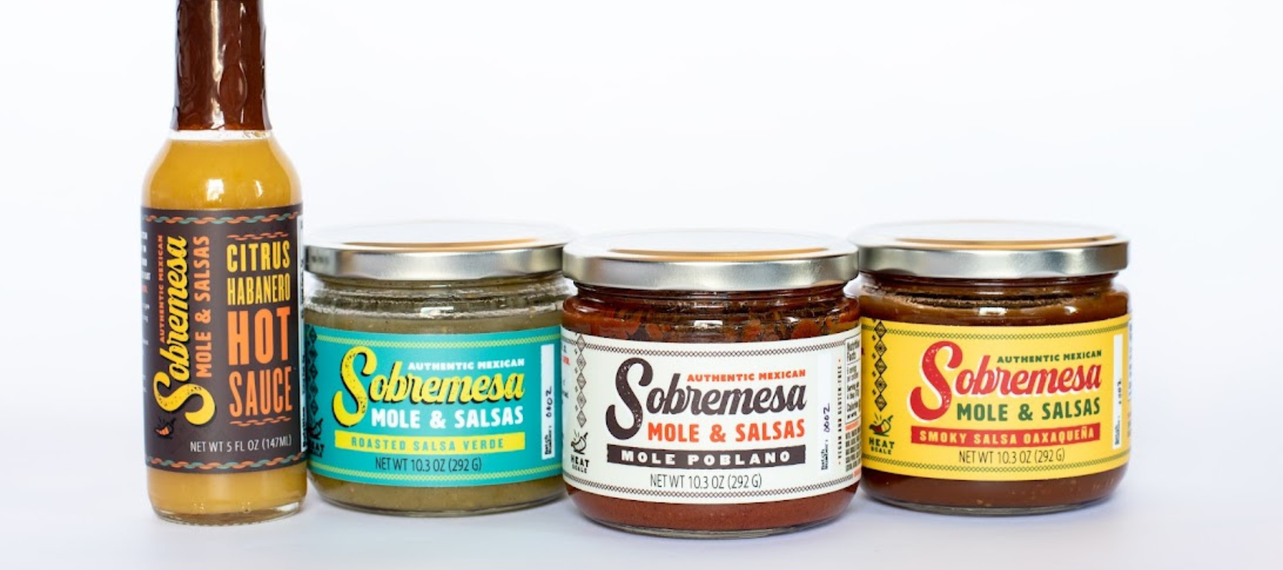 Sobremesa Mole and salsas in their packaging