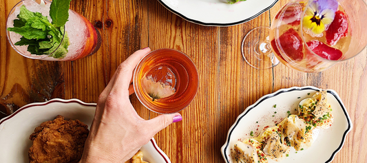 an Easter brunch spread with cocktails