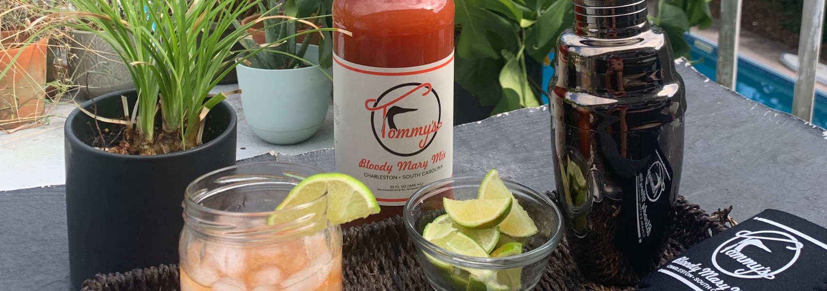 Tommy's Bloody Mary Mix at a bar set up for bloody marys