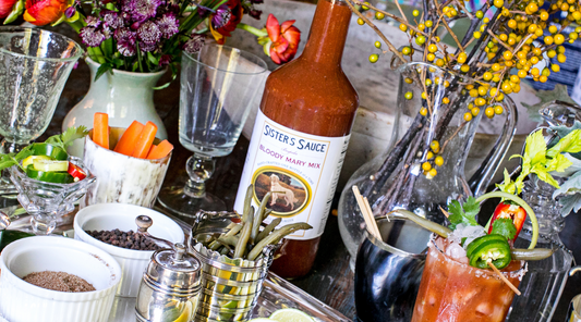 Line up of Sister's Sauce Bloody Mary mix, one of the Georgia Vendors