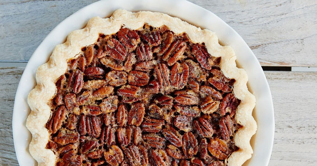 Pecan Chess Pie with Bourbon Vanilla Caramel Sauce