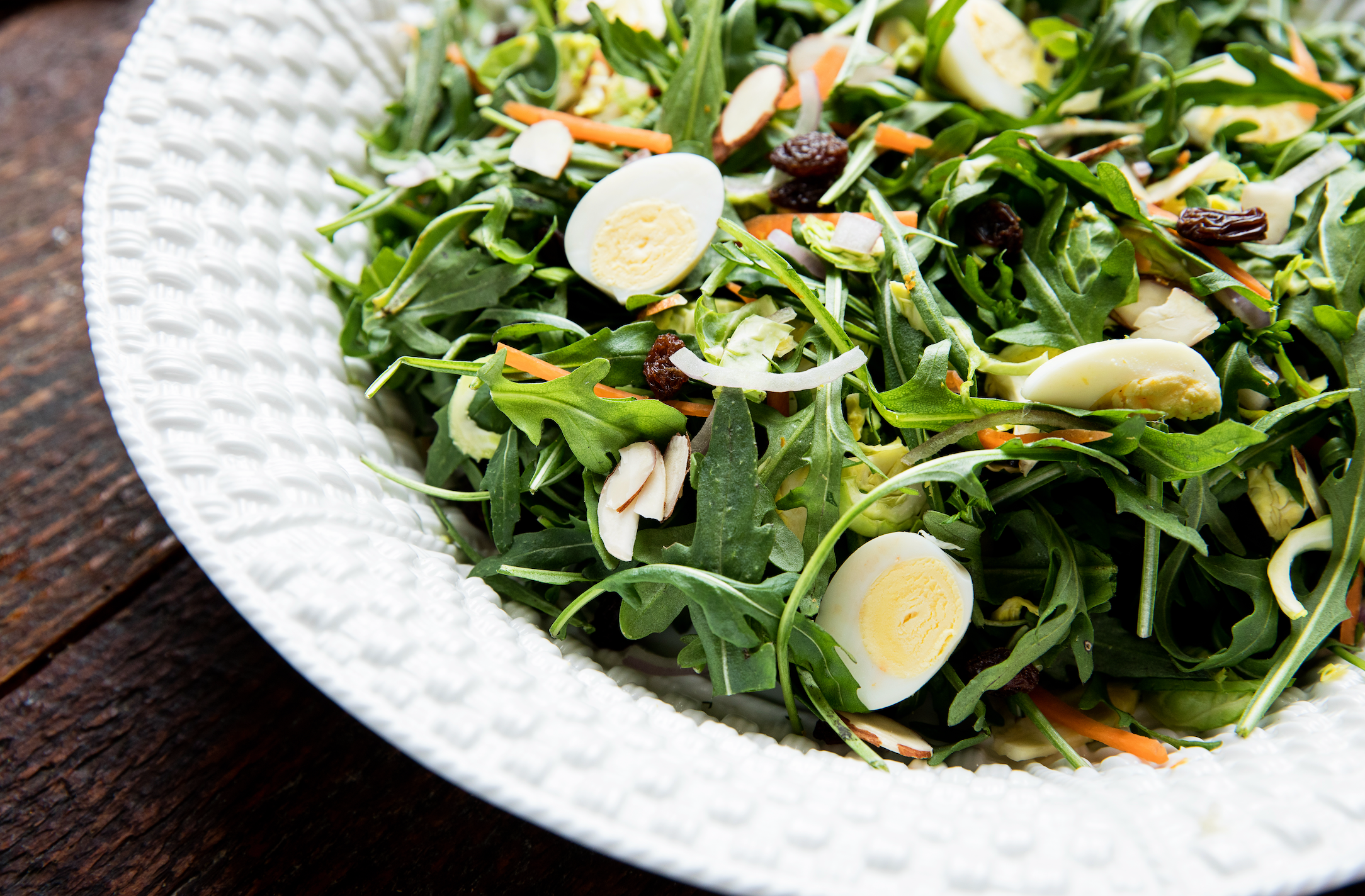 Recipe: Brussels Sprout-Arugula Salad with Quail Eggs