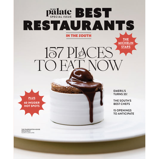 The Local Palate Magazine Best Restaurants 2026 cover featuring a chocolate dessert with text about the best restaurants in the South.