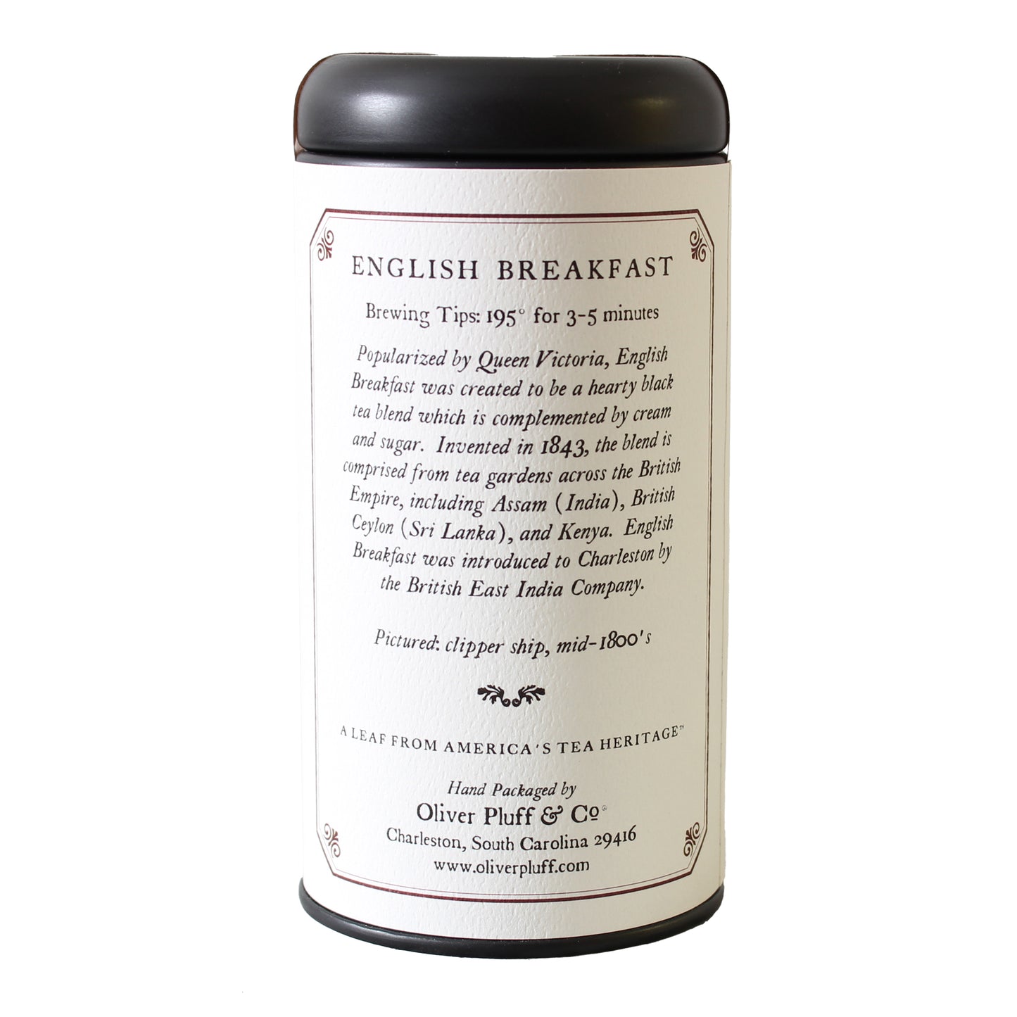 Oliver Pluff & Co English Breakfast Tea Tin back