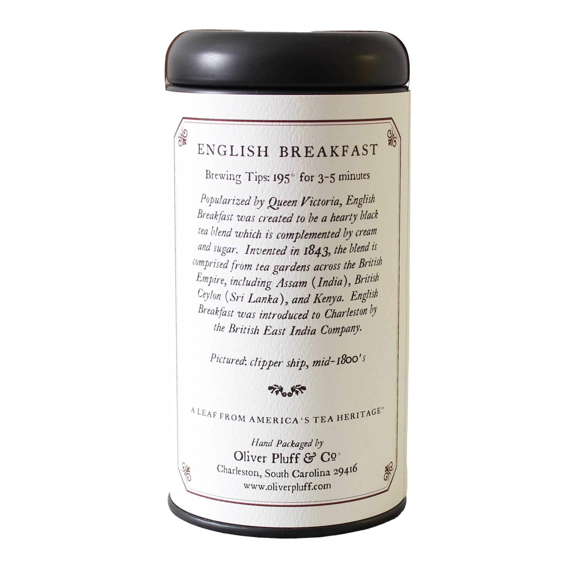 Oliver Pluff & Co English Breakfast Tea Tin back