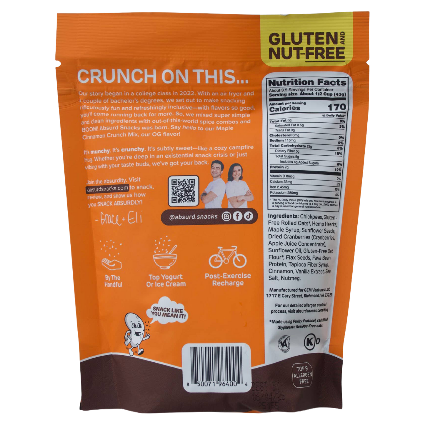 Maple Cinnamon Chickpea & Granola Crunch Mix