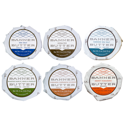 Banner Butter Custom Butter Bundle 6-Pack featuring artisan cultured butter flavors handcrafted in Atlanta, Georgia