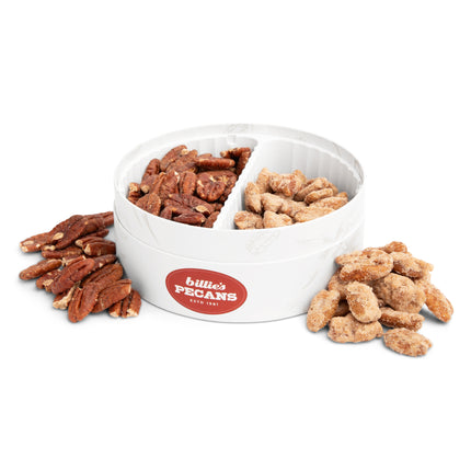 Billies Original Pecan Duo with Cinnamon Sugar and Toasted Pecans - styled