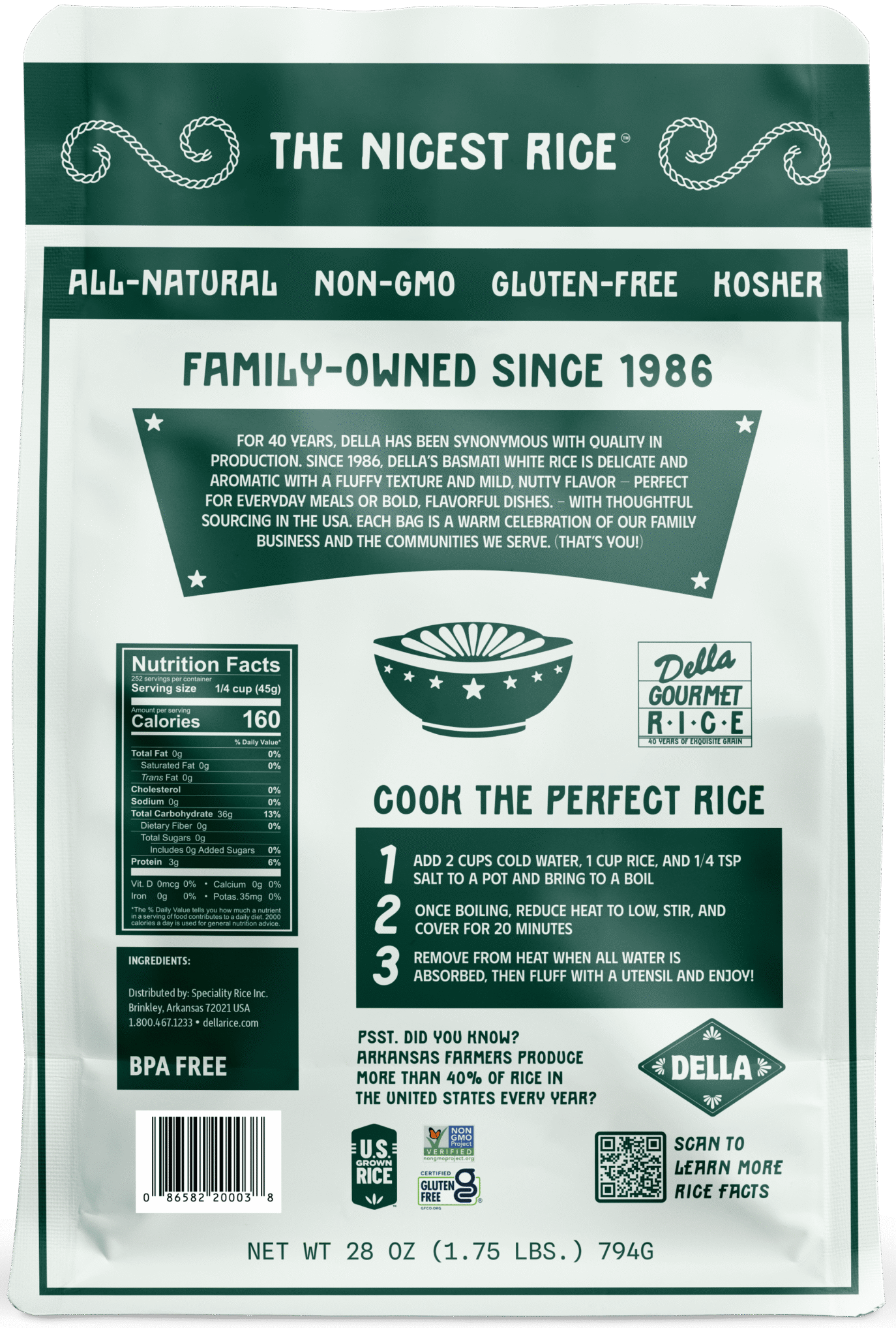 Della All Natural Basmati White Rice