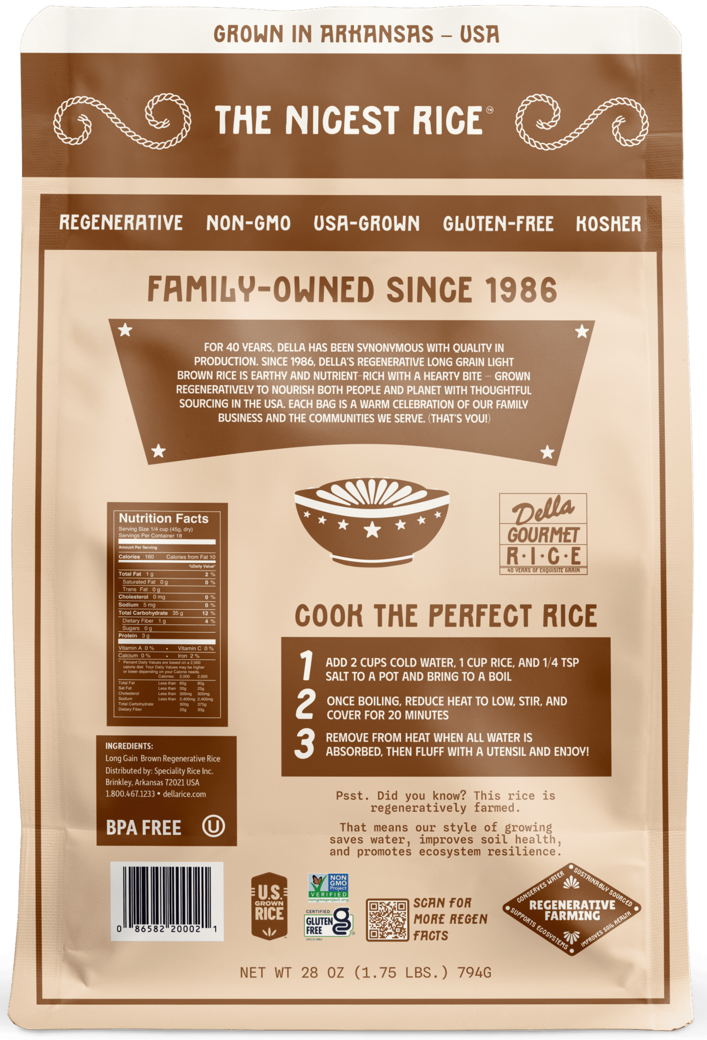 Della Regenerative Long Grain Light Brown Rice