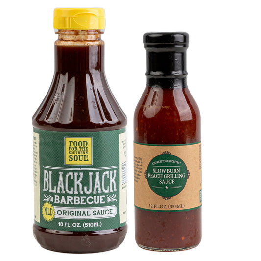 Food for the Southern Soul Slow Burn Peach Grilling Sauce and BlackJack Barbecue Sauce 2-Pack