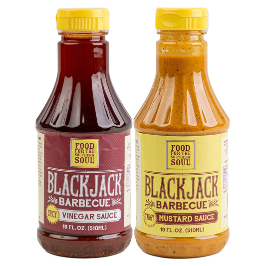 Food for the Southern Soul BlackJack Vinegar and Mustard sauce duo