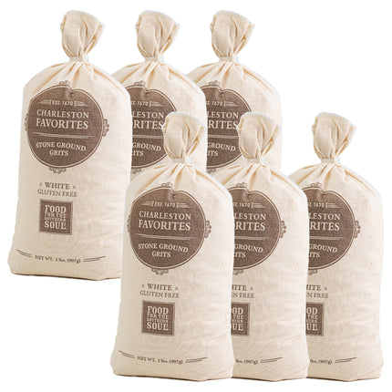 Food for the Southern Soul Charleston Favorites Stone Ground White Grits 6 Pack