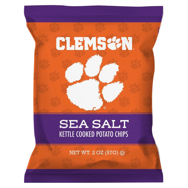 Lowcountry Kettle Sea Salt Chips in Clemson University themed bags