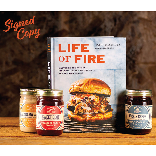 Martins Bar-B-Que Joints Life of Fire Cookbook paired with the Sauce Trio