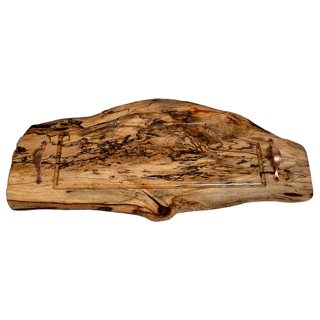 Murhelvic Woodworks Board Number 25. 11 inch by 25 inch Spalted Pecan Cutting Board with handles.