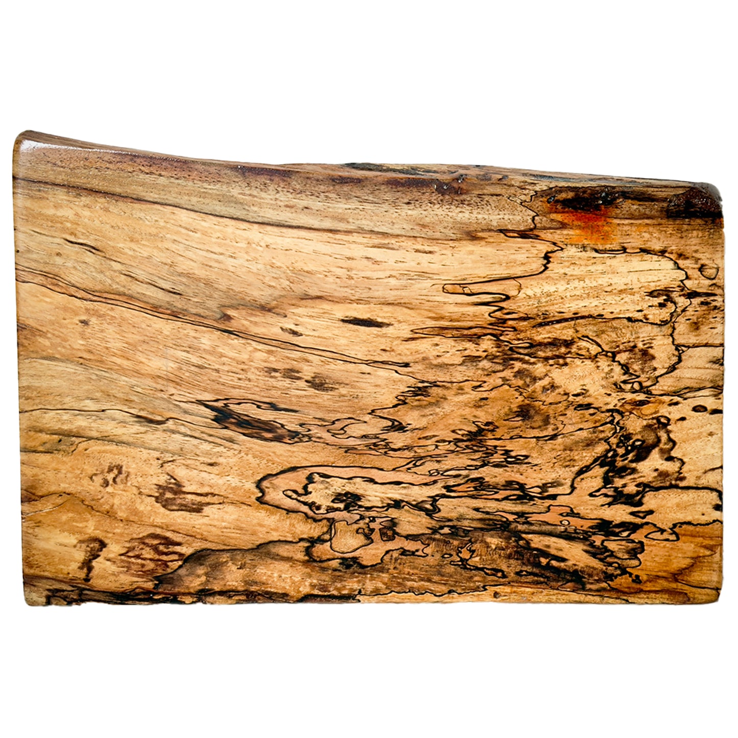 8 inch by 12 inch Pecan wood cutting board with a natural finish on a white background 