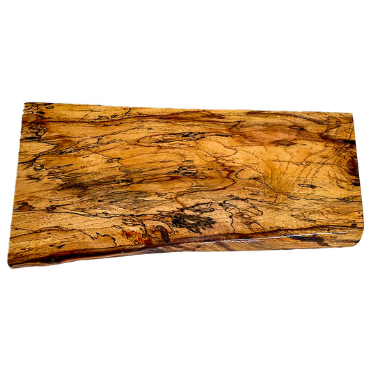 8 inch by 18 inch Pecan wood cutting board with a natural finish on a white background 