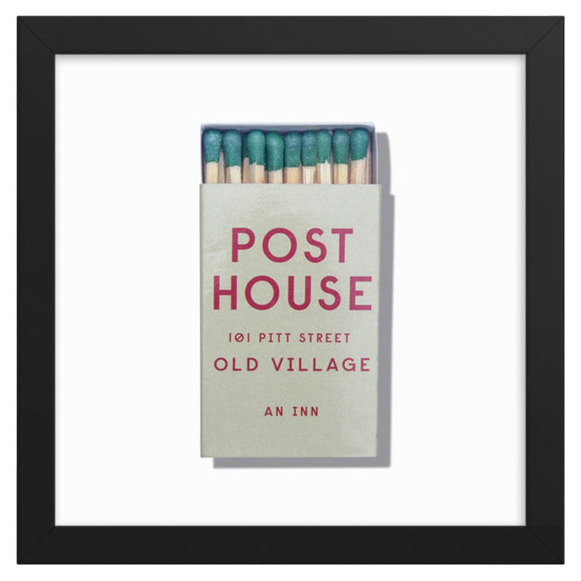 Black Framed Matchbook Print from The Post House in Charleston, South Carolina