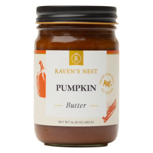Raven's Nest Pumpkin Butter in a 14.25oz Glass Jar with a Screw Top