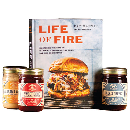 Martins Life of Fire Cookbook and sauce set