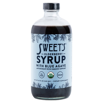 Sweet's Elderberry Syrup with Blue Agave 16oz Glass Bottle
