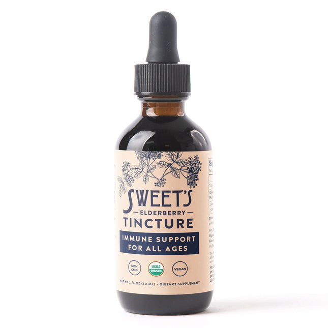 Sweet's Elderberry 2oz Tincture with Dropper Cap.