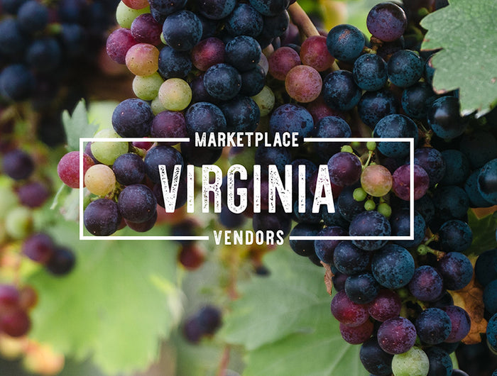 Wine grapes with Virginia Vendors graphic