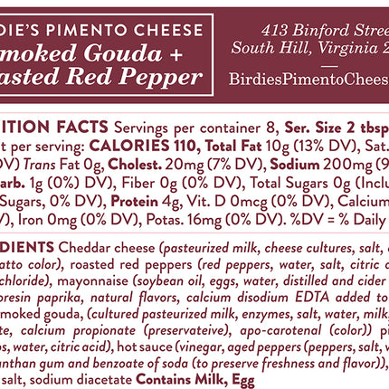 Birdie's Smoked Gouda & Roasted Red Pepper Pimento Cheese Nutrition