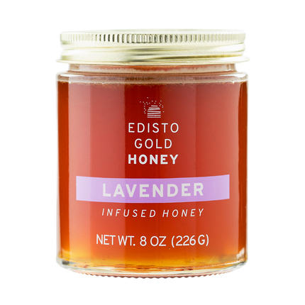 8-ounce jar of Edisto Gold Infused Lavender Honey